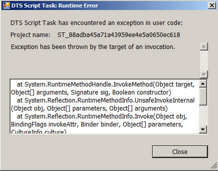 DTS Script Task Error that is not really descriptive