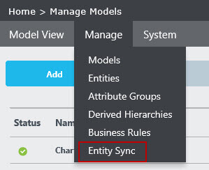Entity Sync menu