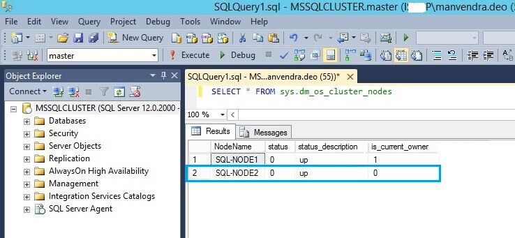 Check nodes in SQL Server via the sys.dm_os_cluster_nodes DMV