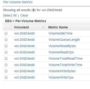 AWS CloudWatch Metrics for EBS Volumes