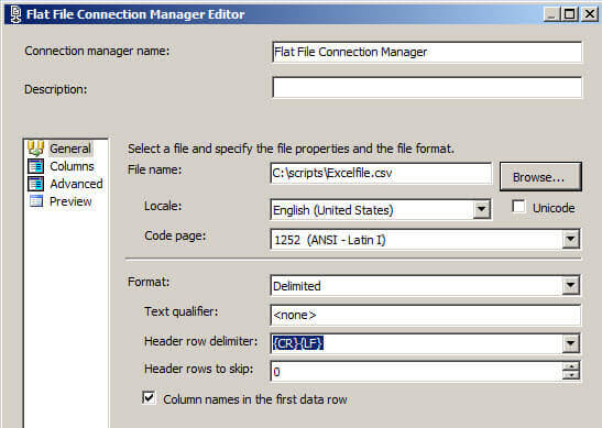 Press the browse button and select the csv file