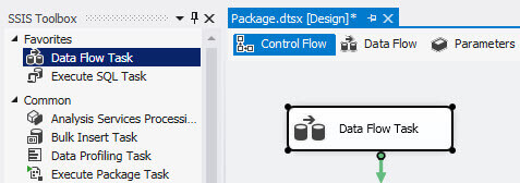 Drag and drop the Data Flow Task to the design pane