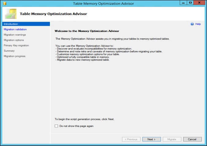 Table Memory Optimization Advisor