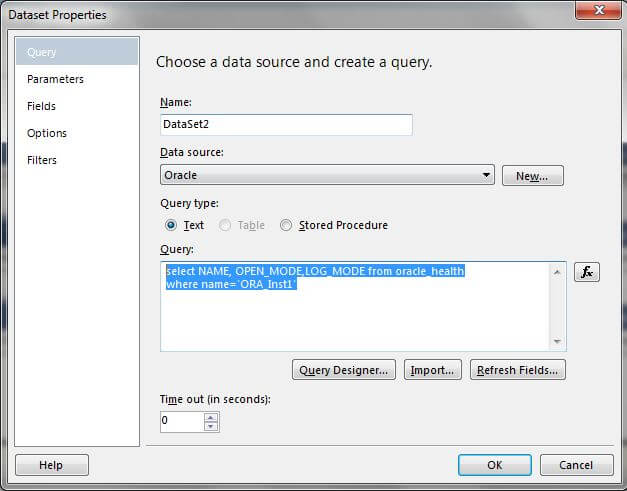 Query for the Oracle_Health data