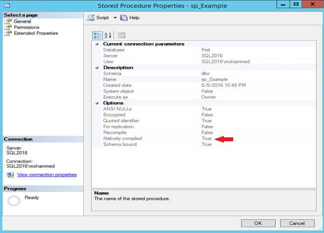 Determine if a Stored Procedure is Natively Compiled in SQL Server Management Studio