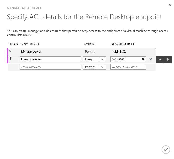 Specify ACL details for the Remote Desktop