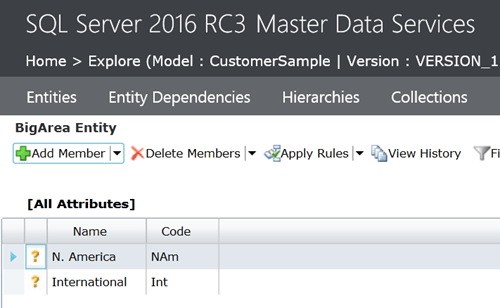 SQL Server 2016 Master Data Services Big Area