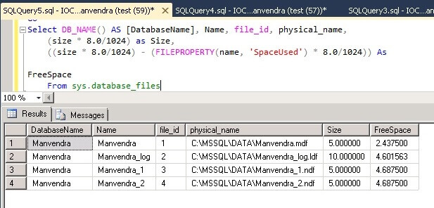SQL Server Database File space post data insert
