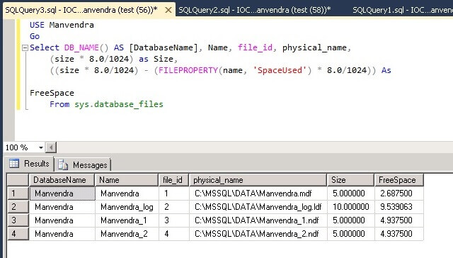 SQL Server data file space post table creation