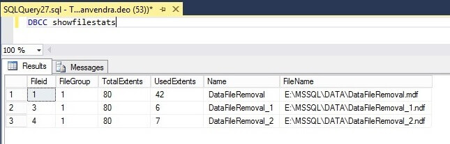 Number of extents allocated to each SQL Server data file