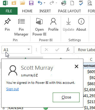 Sign In or Out in Excel to Power BI