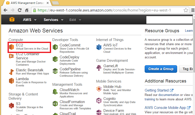 Amazon Web Services Compute option with EC2