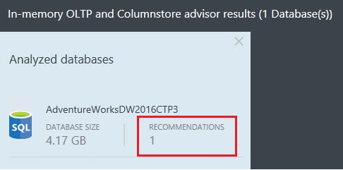 In-Memory OLTP and Column Store Advisor Results With a Missing ColumnStore Index