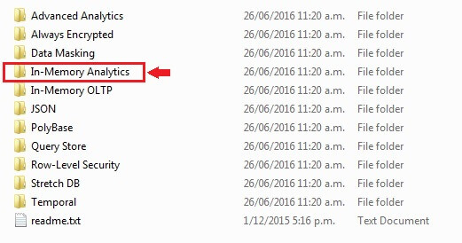 In Memory Analytics Folder for SQL Server ColumnStore scripts
