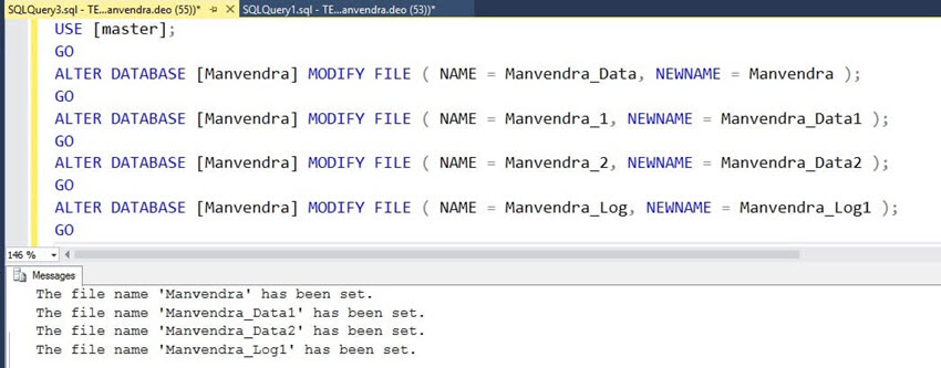 Logical file name change of all SQL Server database files