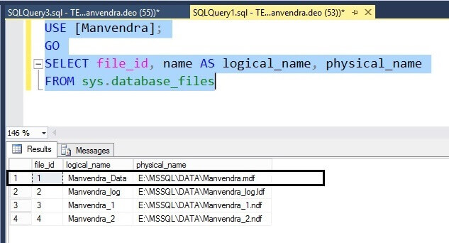 Validate the logical SQL Server database file name changes