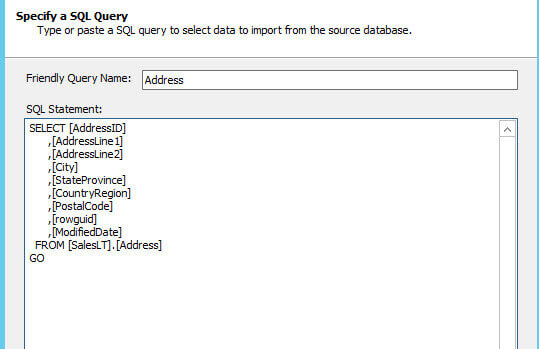 Specify a SQL Query with a Friendly Query Name