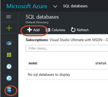 Microsoft Azure add SQL Databases