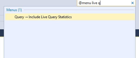 SSMS Quick Launch for menus only for live q