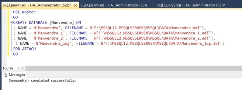 Attach the SQL Server database