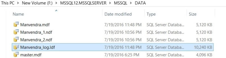 Rename the SQL Server database files