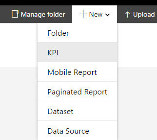 Create new object in SQL Server Report Builder for a KPI