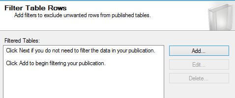 Filter Table Rows in SQL Server Replication