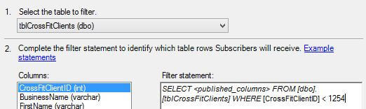 Add the filter to SQL Server Transactional Replication