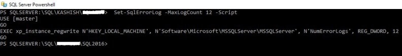 T-SQL code to make the change to the number of SQL Server Error Logs