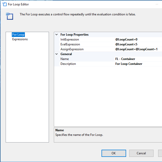 ssis for loop editor