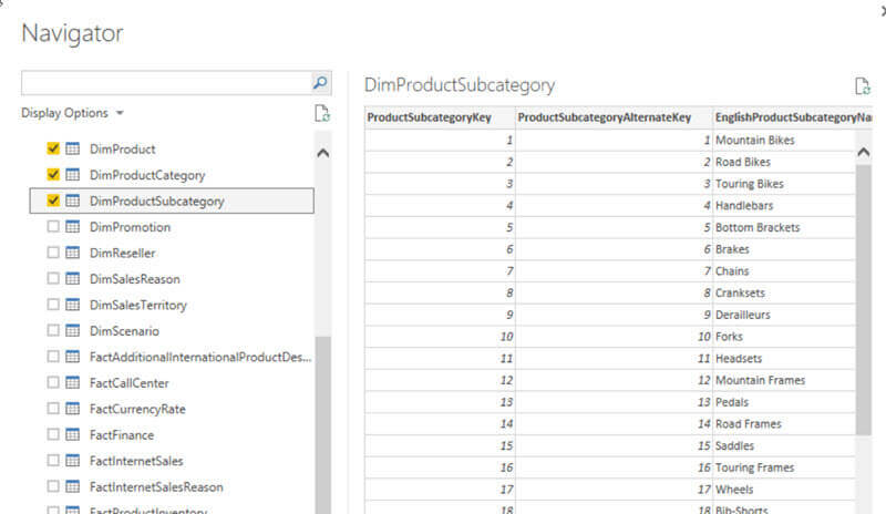 Select Tables in the SQL Server database