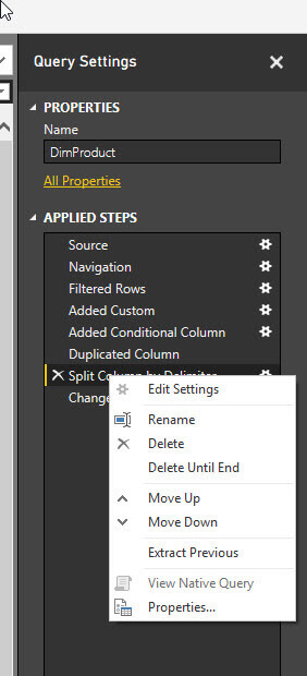 View Native Query is grayed out after the split column apply step is completed