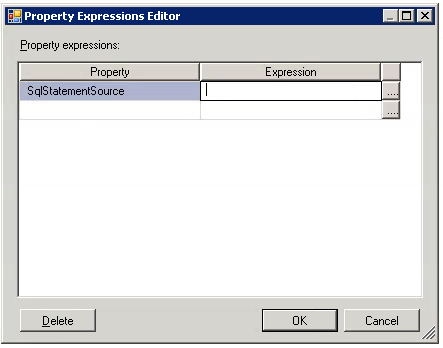 SQL Statement Source in the Property Expressions Editor