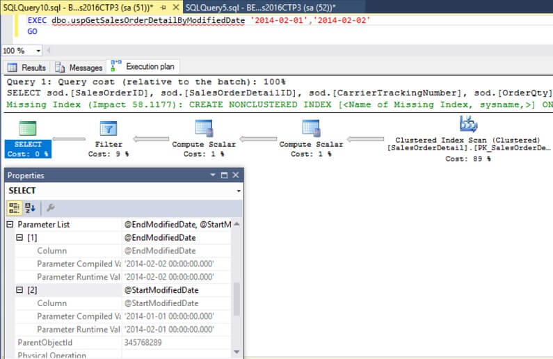Bad Query Plan With Parameters in SQL Server Management Studio