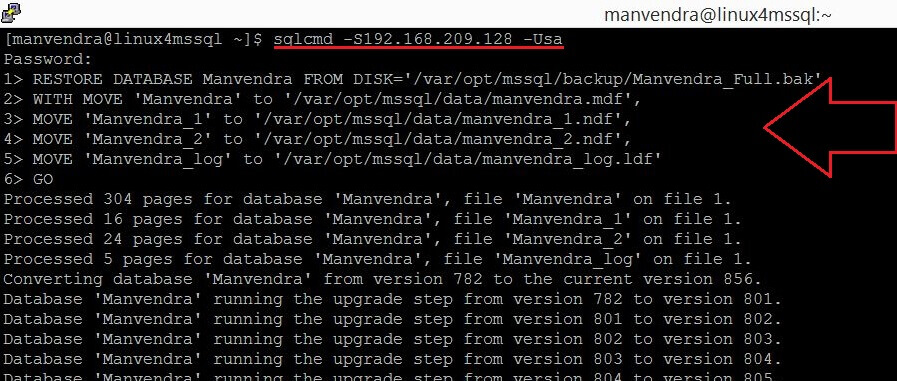 RESTORE db Manvendra in SQL Server