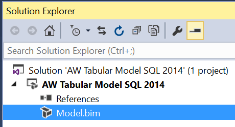 Solution Explorer in the SQL Server Data Tools