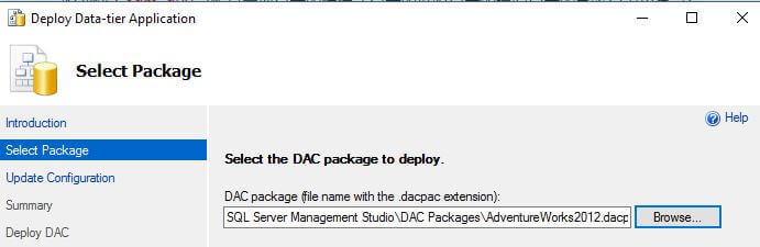 Select the DAC package to deploy