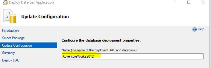 Configure the database deployment properties