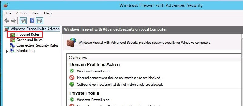 Windows Firewall with Advanced Security consolee