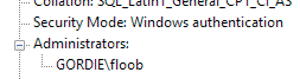 Administrators group only contains GORDIE\floob