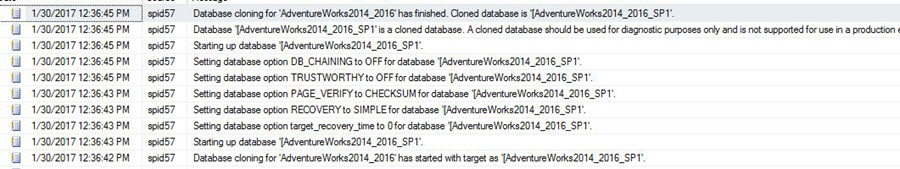 Complete clone of the source database, including the Query Store data in the SQL Server Error Log
