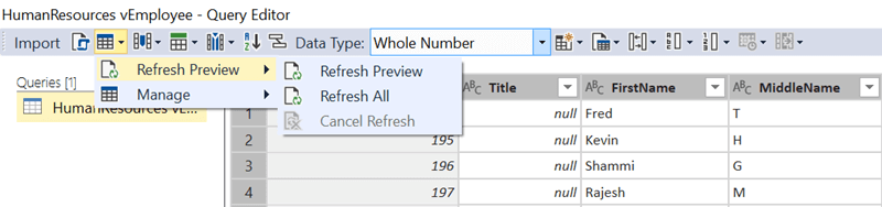 Refresh Preview Option in SQL Server Data Tools for Analysis Services