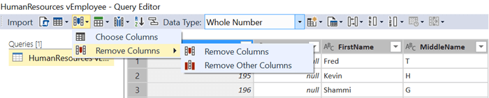 Remove Columns Options in SQL Server Data Tools for Analysis Services