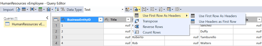 First Row as Header Option in SQL Server Data Tools for Analysis Services