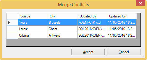 merge conflicts in Master Data Services 2016