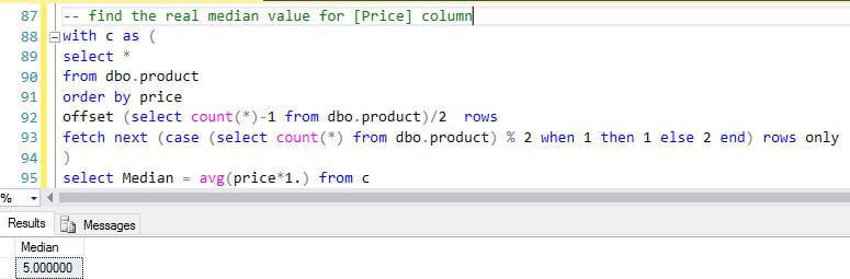 Calculate the median value with a SQL Server CTE