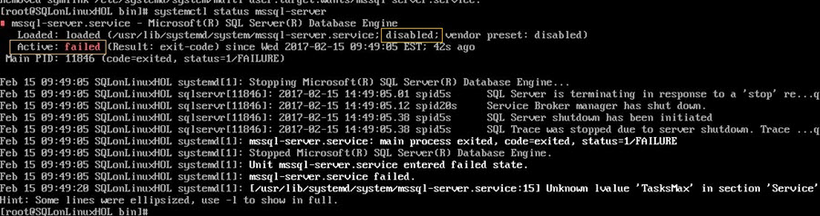 Verify the SQL Server service status is stopped and disabled