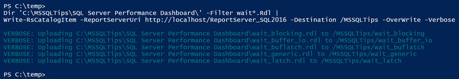 filter the list of .rdl files in the directory, and only have it send the reports that begin with the word wait to the Write-RsCatalogItem command
