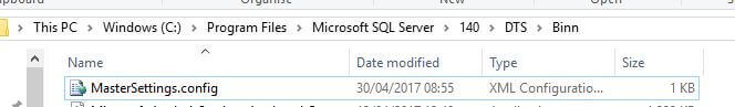 Scale Out Master service can be configured using the C:\Program Files\Microsoft SQL Server\140\DTS\Binn\MasterSettings.config file