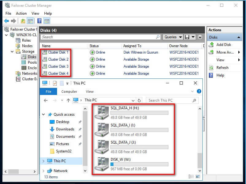 Rename Cluster Disks in the Failover Cluster Manager